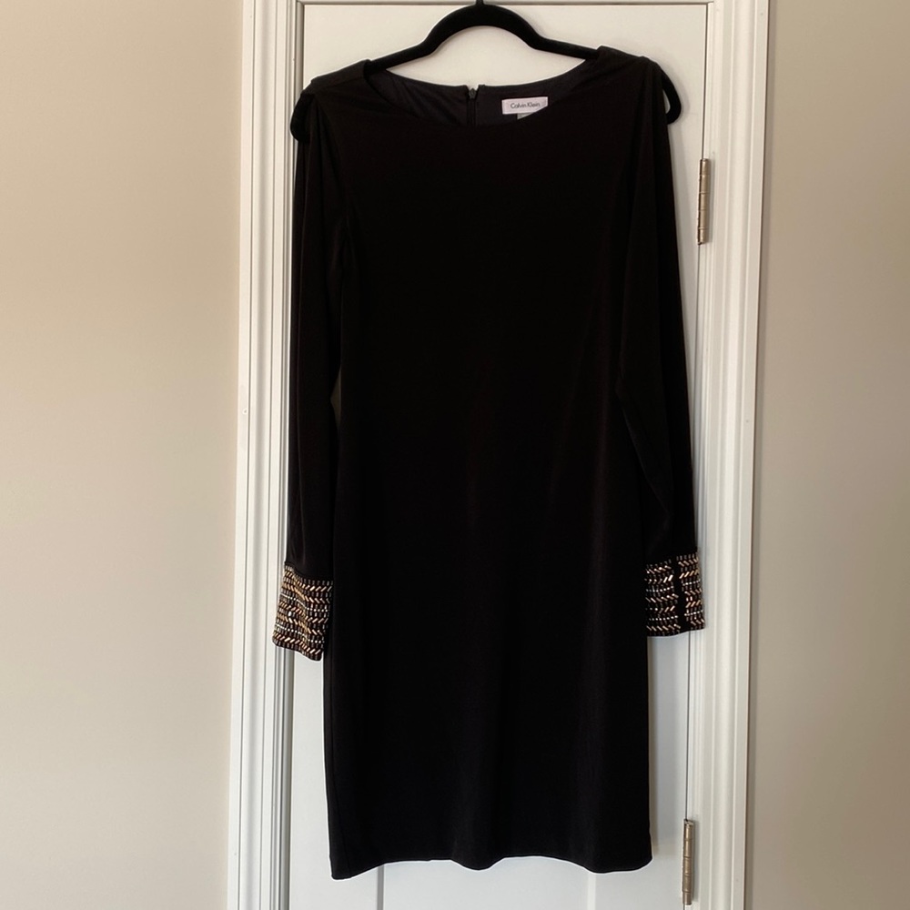 Calvin Klein Dress with Slit Arms and Dazzled Cuffs